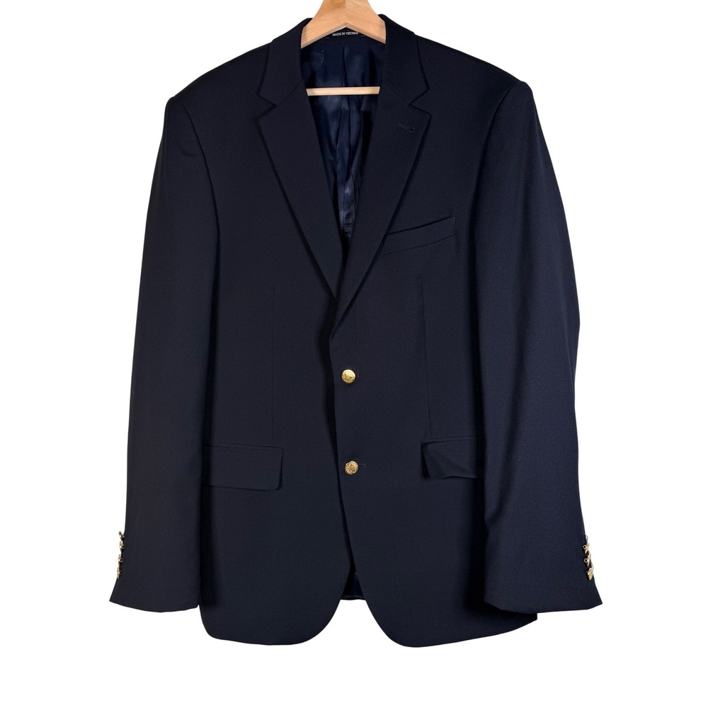 JOS A BANK 1905 Mens Navy Blue Blazer Jacket Size 41 Long Gold‎ Buttons Wool